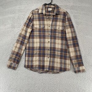 Faherty Sweater Shirt Mens Medium Brown Plaid Long Sleeve Button Up Shacket